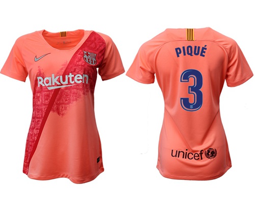 Women's Barcelona #3 Pique Third Soccer Club Jersey